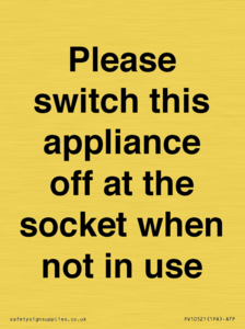 Please switch this appliance off at the socket when not in use